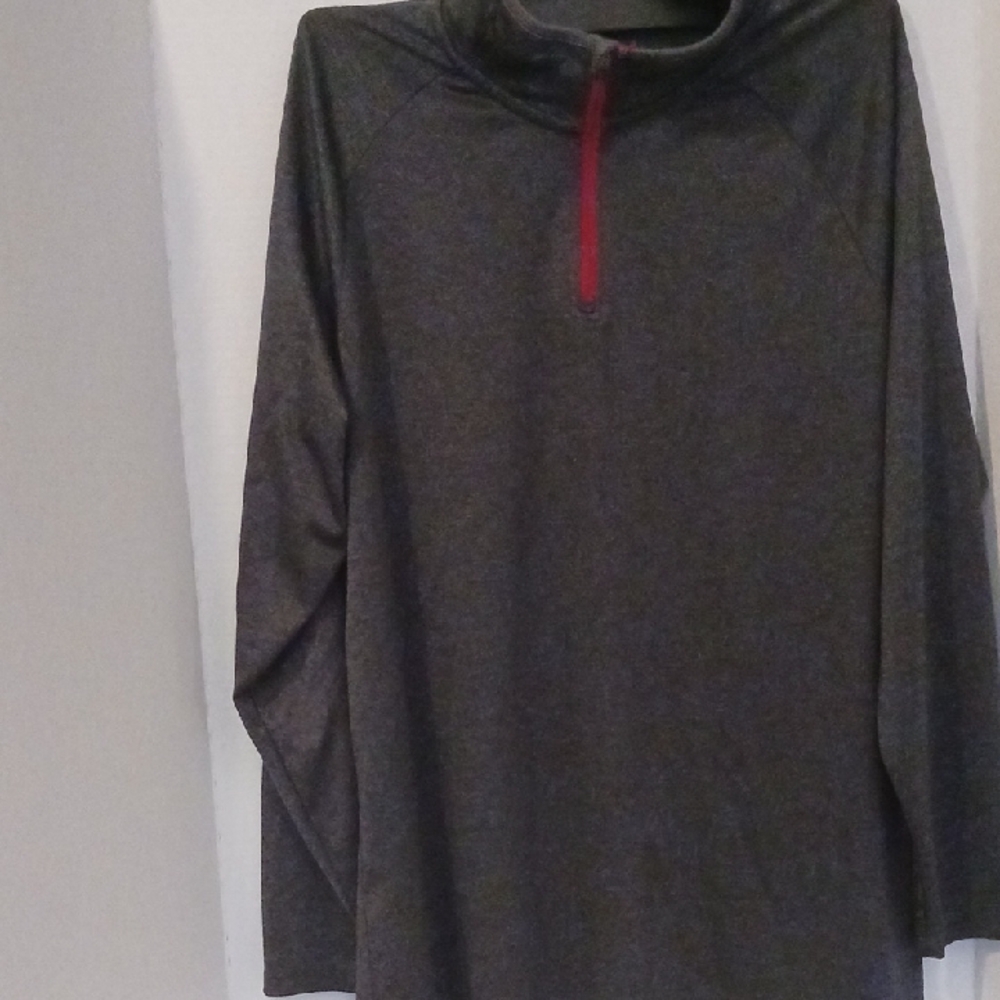 Men's MMA Tapout Charcoal LS Red Zipper Zip Up And Tap Out Logo. XL